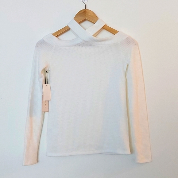 NWT 1.State Lightweight Crisscross Neckline Top Soft Ecru Size XS - Picture 4 of 7